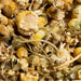 close up of loose organic chamomile flower tea