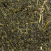 close up of loose leaf Fukamushi Sencha green tea