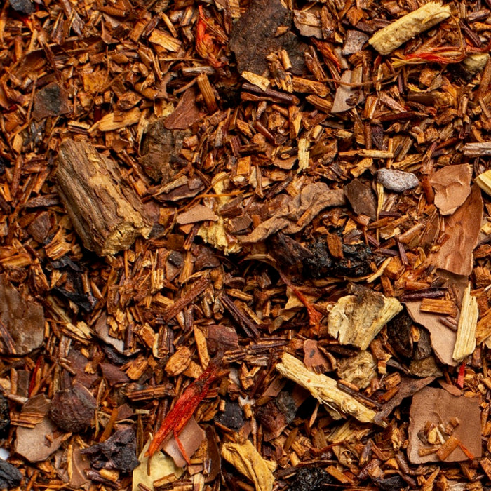 close up of loose leaf Canadian Maple rooibos tea