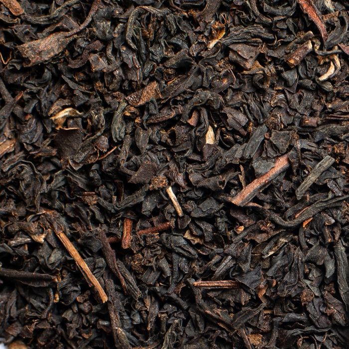 close up of loose leaf English Breakfast organic black tea