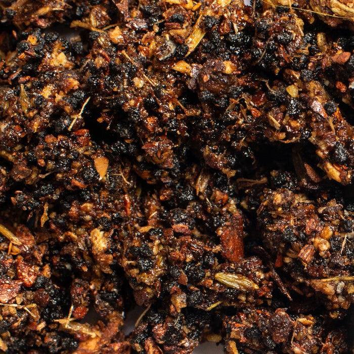 close up of loose leaf honey chai black tea