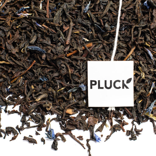 Loose leaf Classic Earl Grey black tea with Pluck tea bag tag