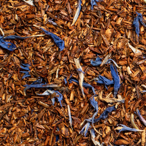 close up of loose leaf Earl Grey Cream rooibos tea