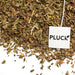 Loose leaf Harvest Mint organic herbal tea with Pluck tea bag tag