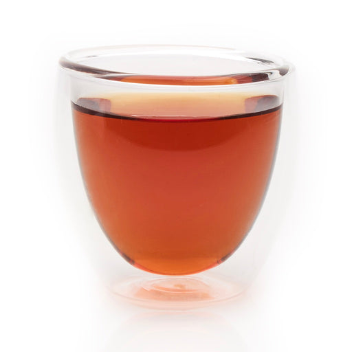 steeped Canoe Lake black tea in glass cup